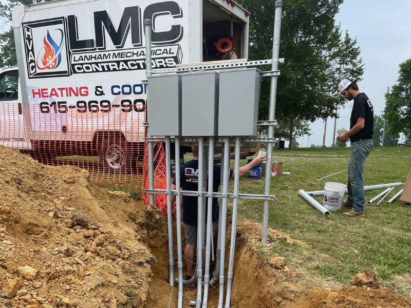 electrician is working on outdoor electrical installation service in Goodlettsville, TN